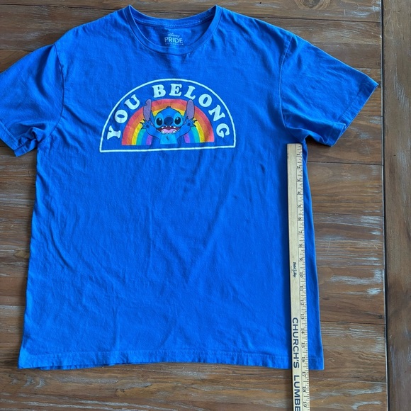 Disney Pride Collection Blue Shirt with “You Belong” & Stitch Graphic Size L - Picture 7 of 7